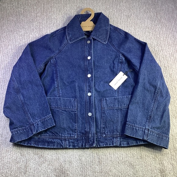 Apiece Apart Franke Swing Jacket Blue Denim Button Front Size Small Womens NWT - Picture 4 of 14